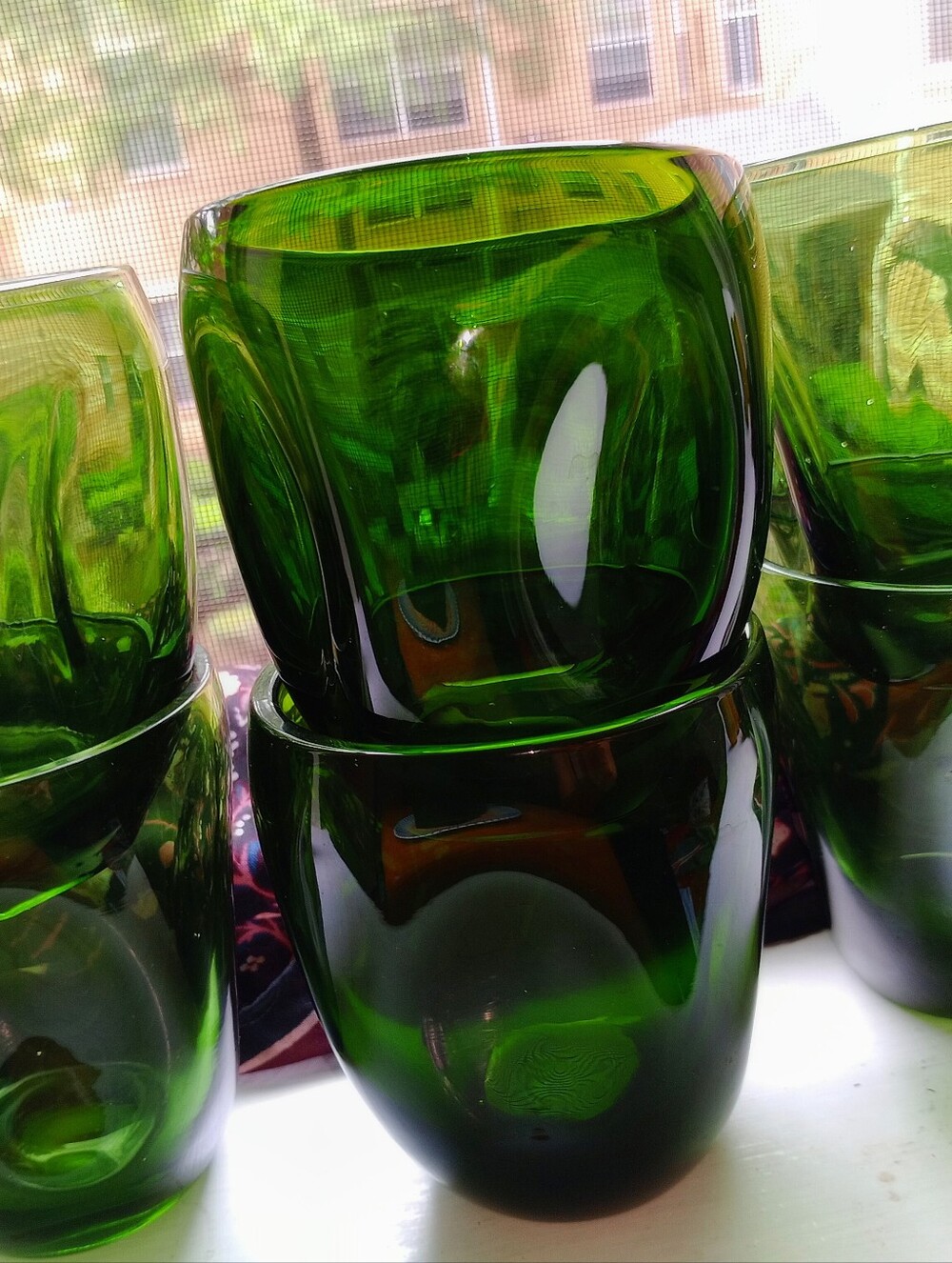 MCM Style Green Glass Tumblers Set Of Six - Picture 11 of 11